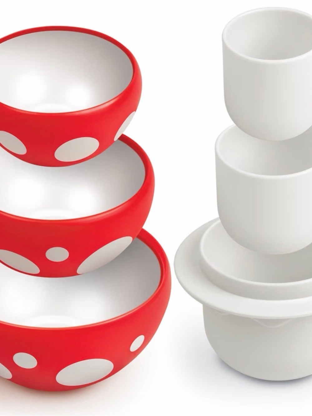 Fred Red and White Polka Dot Nesting Serving Bowls Set